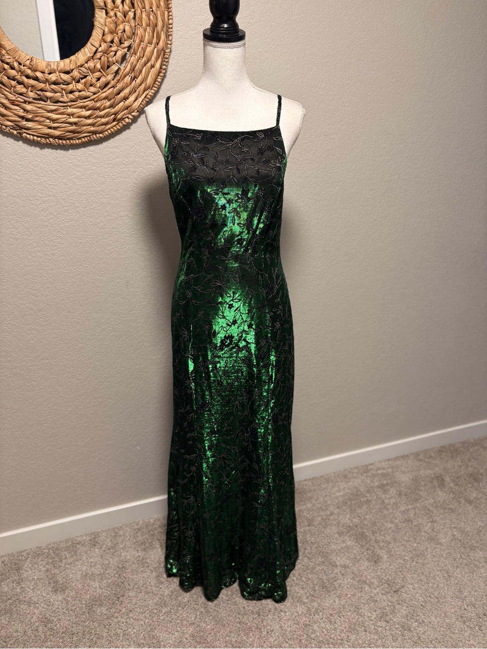 Vintage Zum Zum by Niki Livas Green Metallic Dress